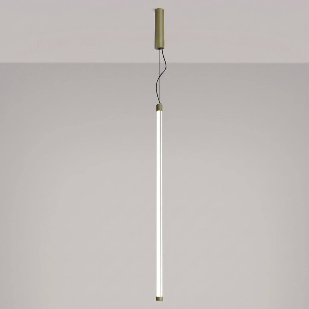 Suspension tube TRANG vert olive allumée, suspendue
