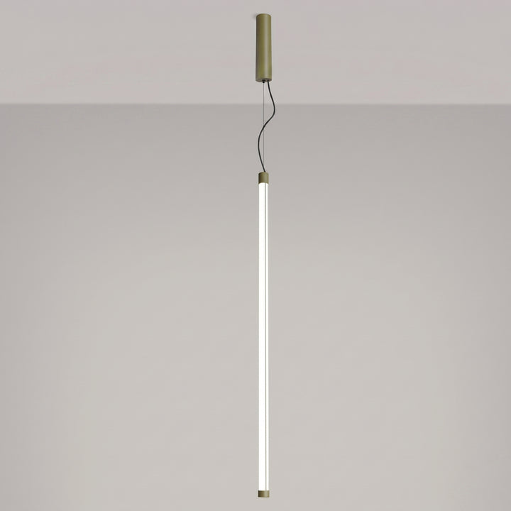 Suspension tube TRANG vert olive allumée, suspendue