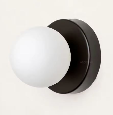 Applique murale boule blanche avec support coloré


