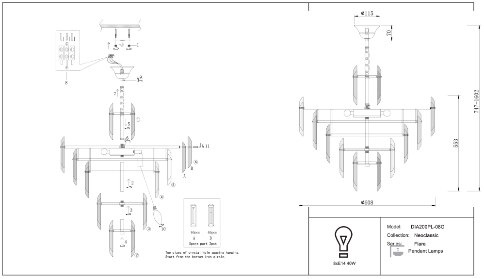 Schéma d'installation du luminaire