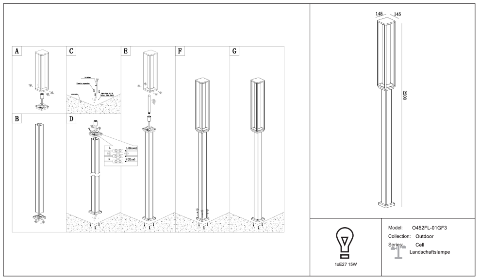 Schéma d'installation du luminaire