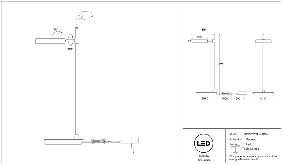 Schéma d'installation du luminaire