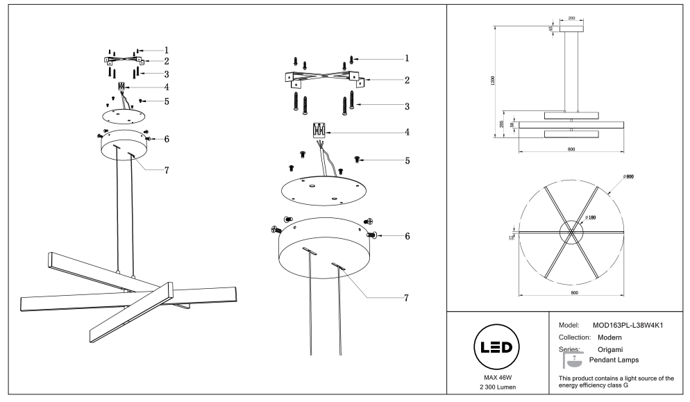 Suspension Luminaire | ORIGAMI (Anneau À Lames)