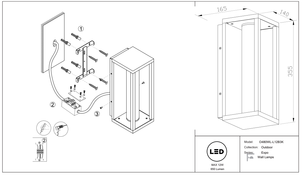 Schéma d'installation du luminaire