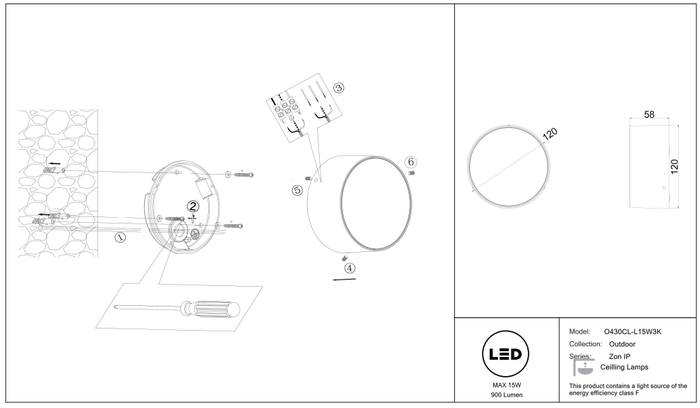 Schéma d'installation du luminaire