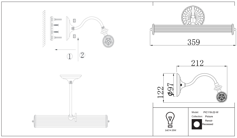 Schéma d'installation du luminaire