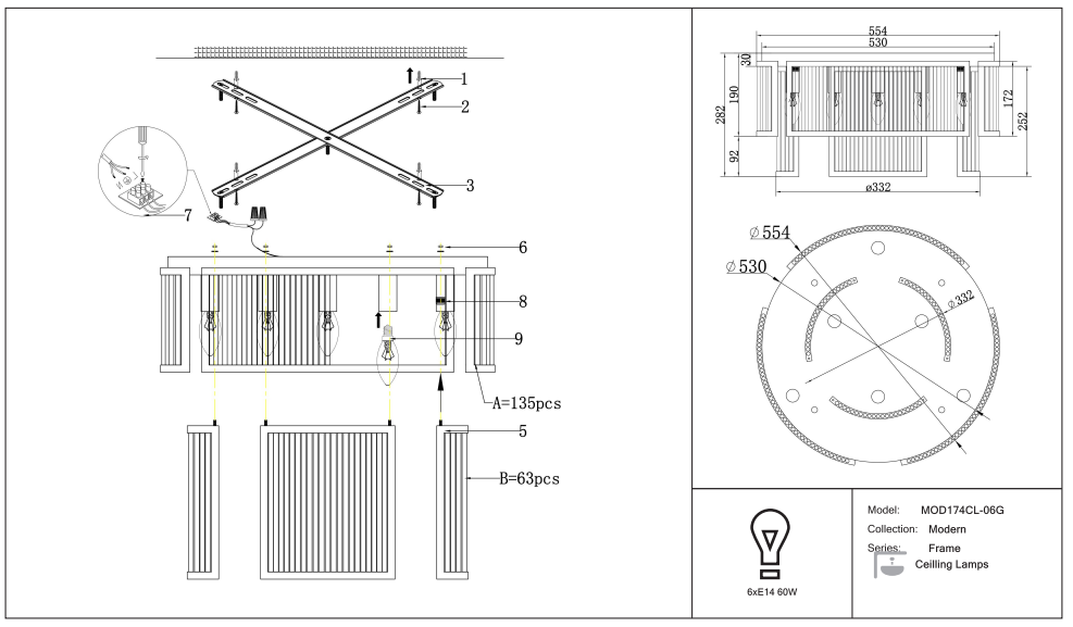 Schéma d'installation du luminaire
