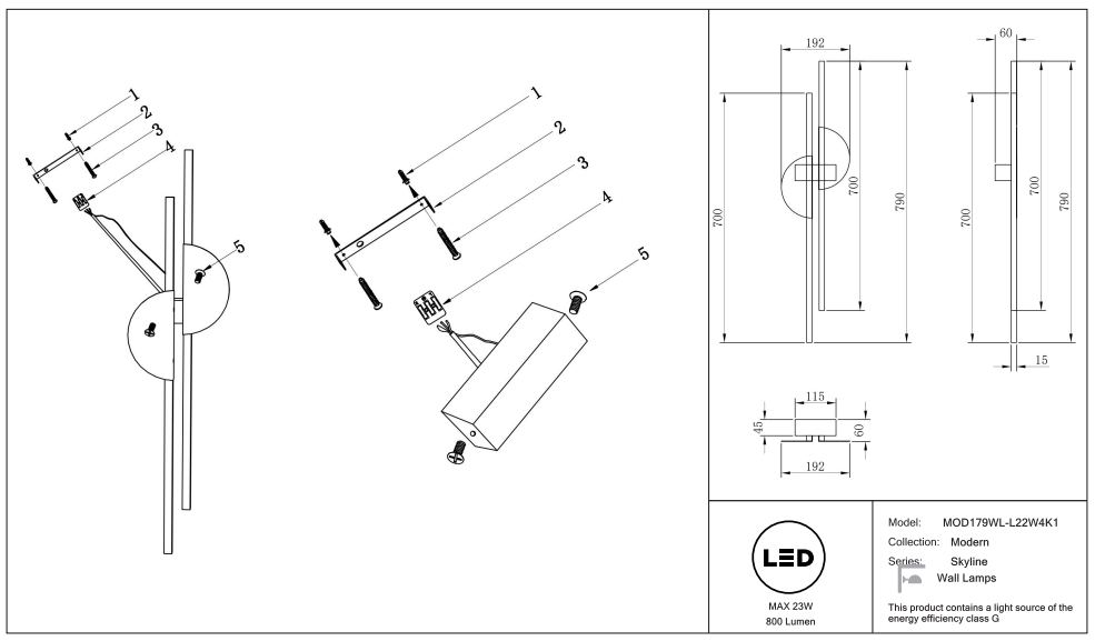 Schéma d'installation du luminaire