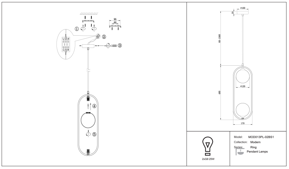Schéma d'installation du luminaire