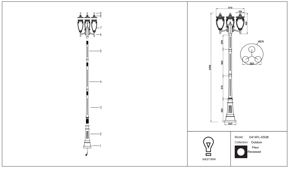 Schéma d'installation du luminaire