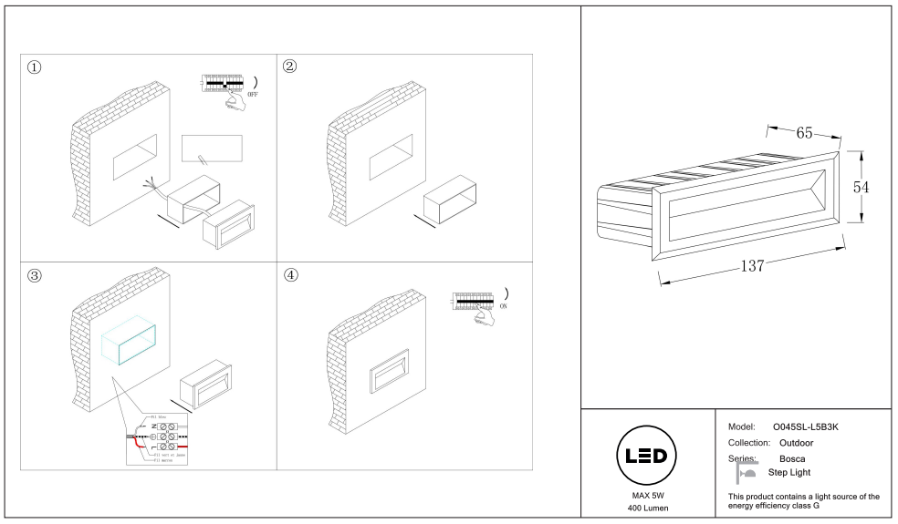 Schéma d'installation du luminaire