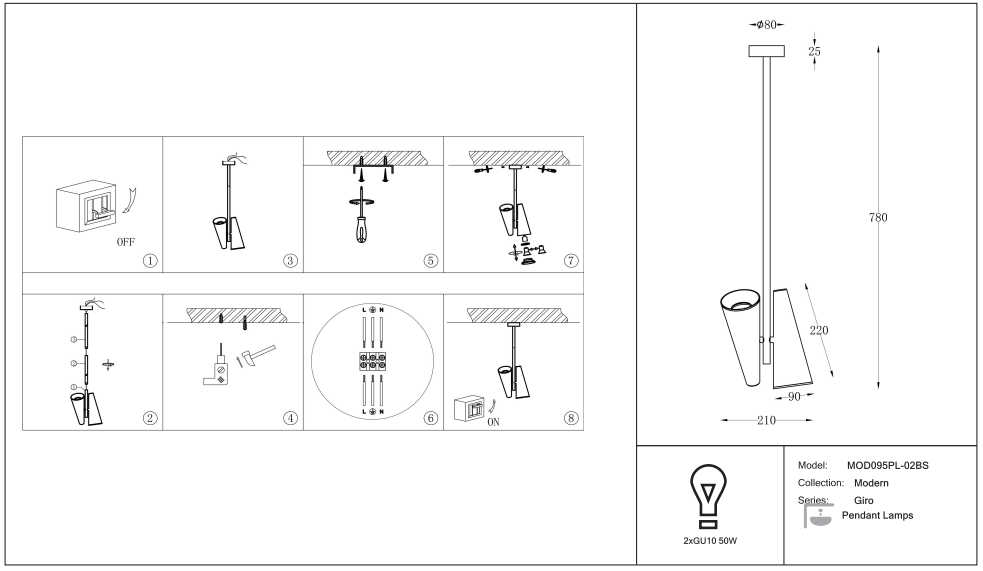Schéma d'installation du luminaire