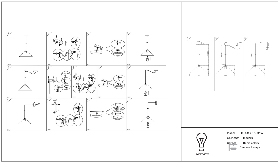 Schéma d'installation du luminaire