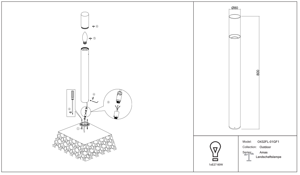 Schéma d'installation du luminaire