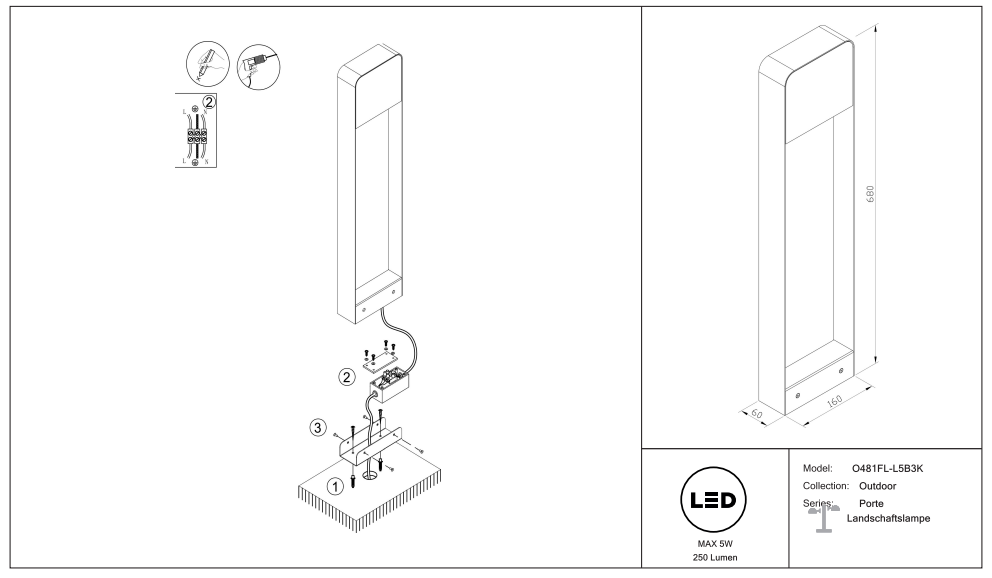 Schéma d'installation du luminaire