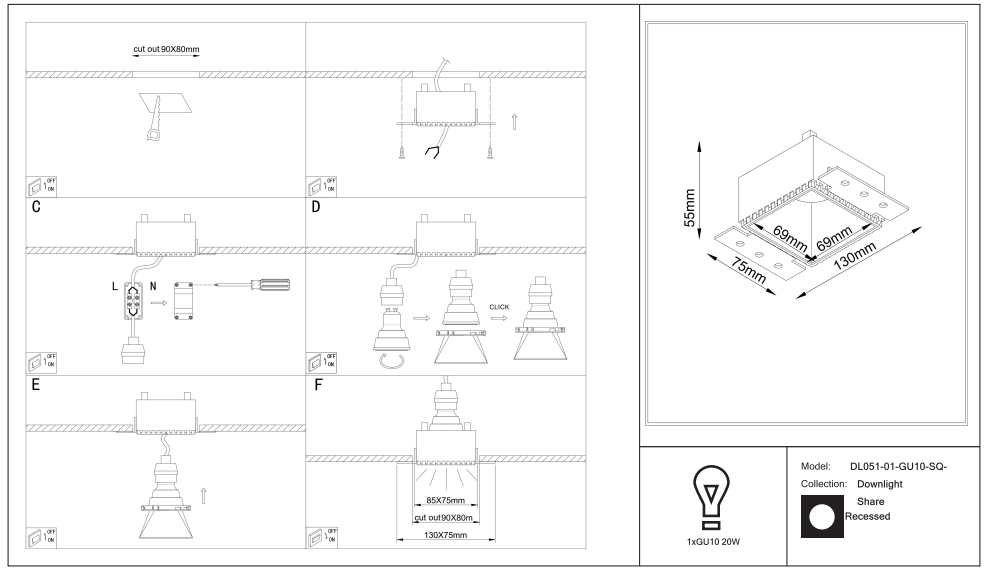 Schéma d'installation du luminaire