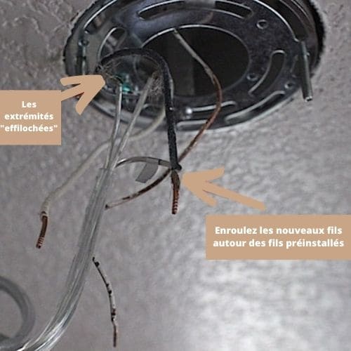 Connectez les nouveaux fils des luminaires