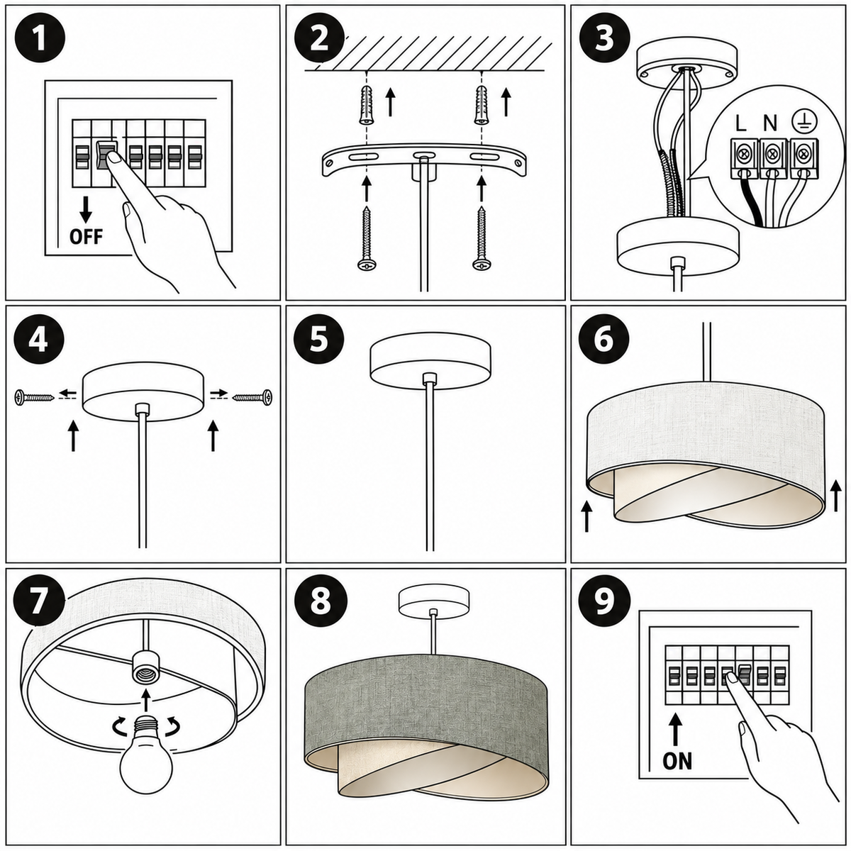 Schéma d'installation du luminaire