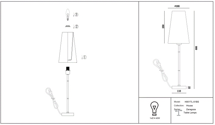 Schéma d'installation du luminaire