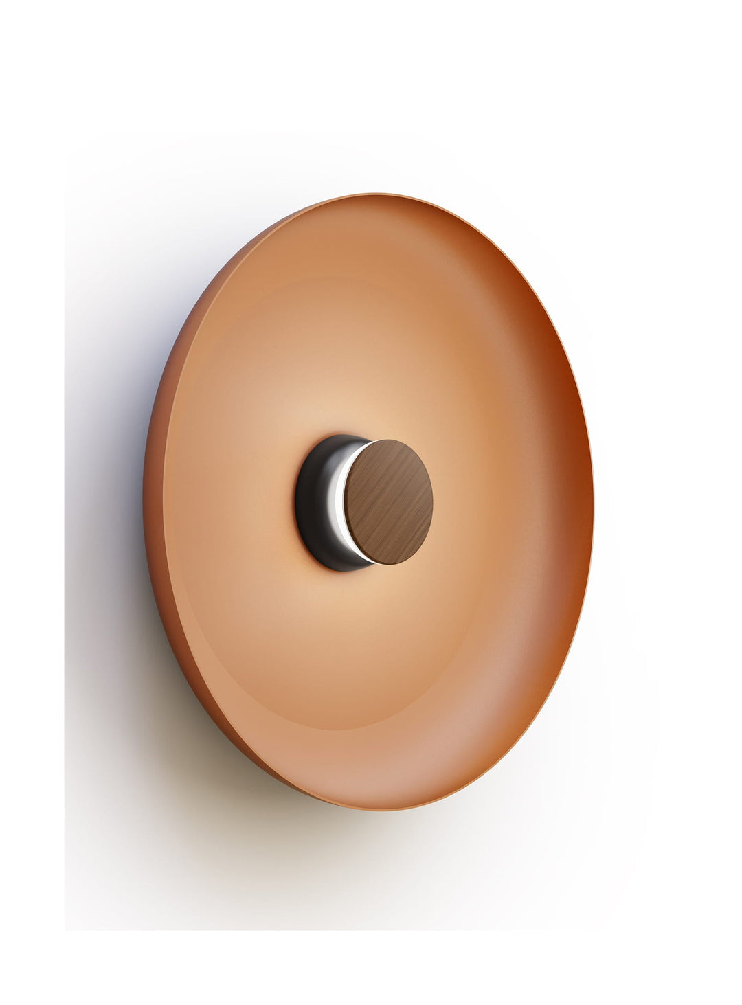 Applique murale Totem Pablo Designs, abat-jour métal terracotta 56 cm, base noire et façade noyer