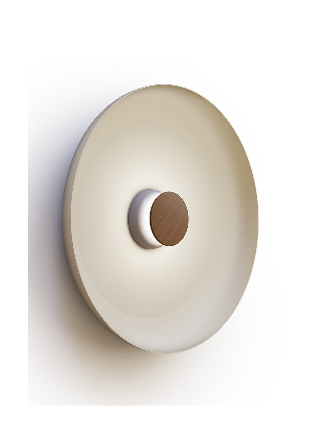 Applique murale Totem Pablo Designs, abat-jour métal blanc 56 cm, base grise et façade noyer