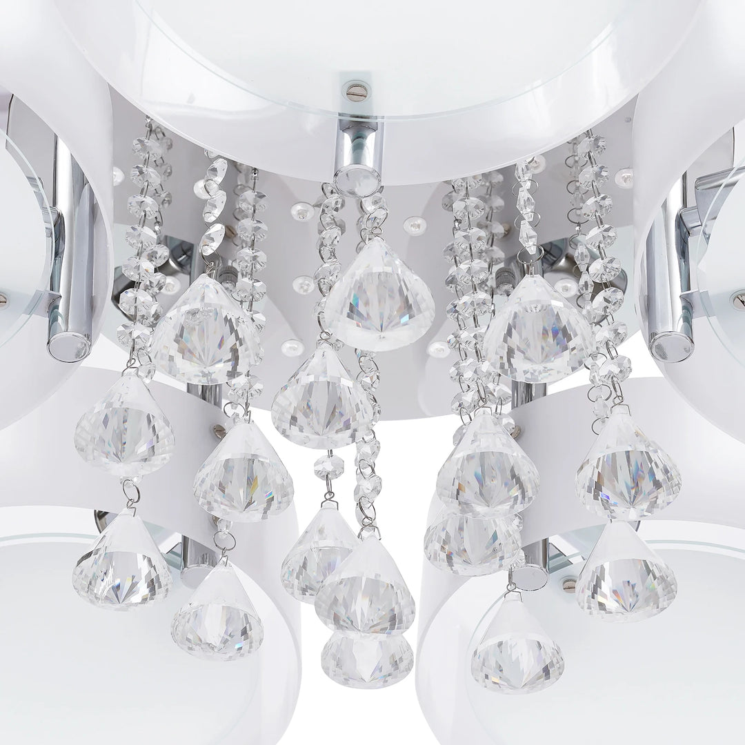 Plafonnier LED Blanc Orné De Cristal Pour Ambiance Luxueuse