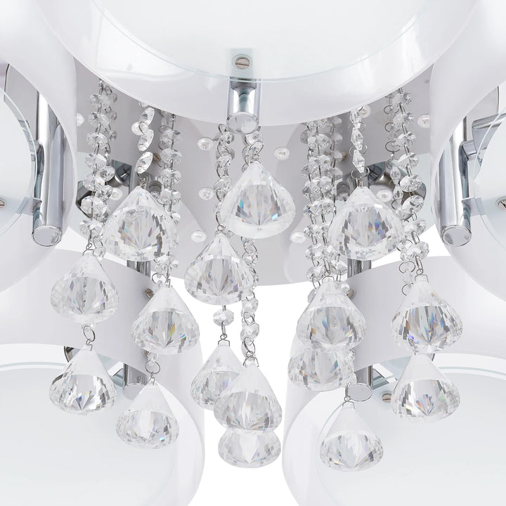 Plafonnier LED Blanc Orné De Cristal Pour Ambiance Luxueuse