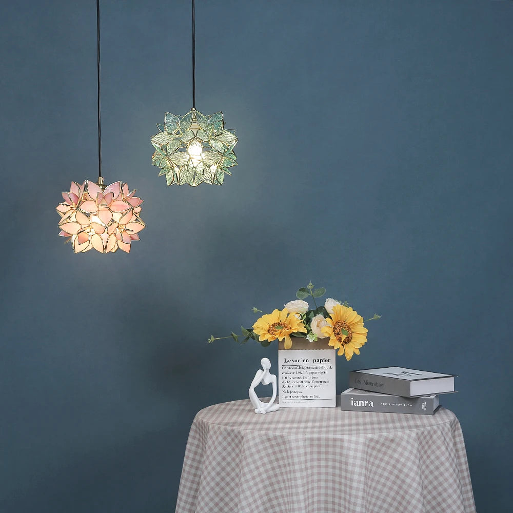 Suspension Luminaire en verre forme de fleur 