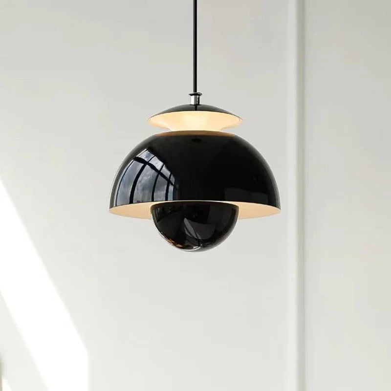 Suspension Design Demi-Sphère Métal Brillant Couleurs Variées Moderne