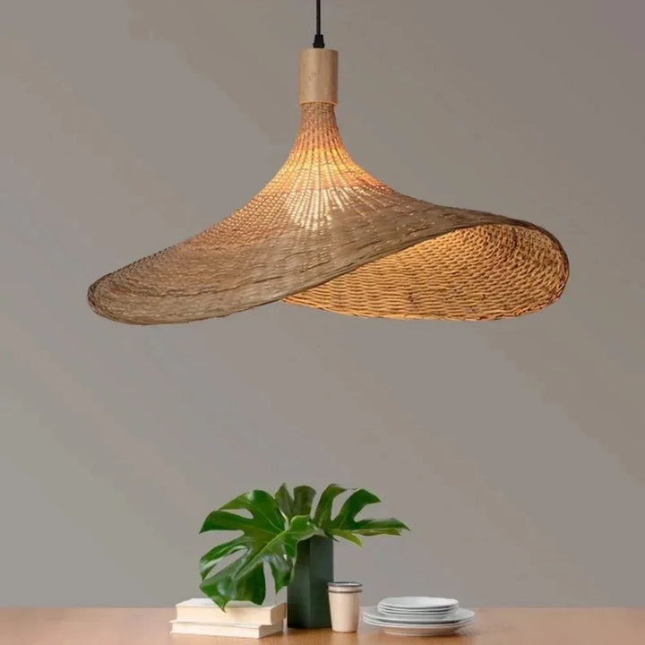 Suspension rotin naturel forme ondulée design moderne zen chic