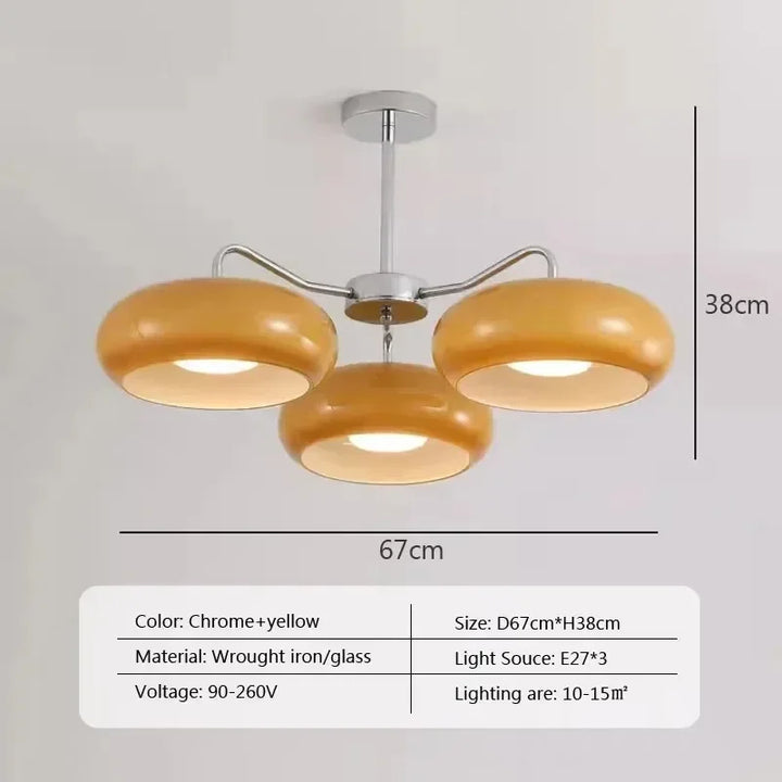 Retro ceiling light Bedroom Dining Room Antique Orange glass light France Style Medieval dining room Bauhaus yellow