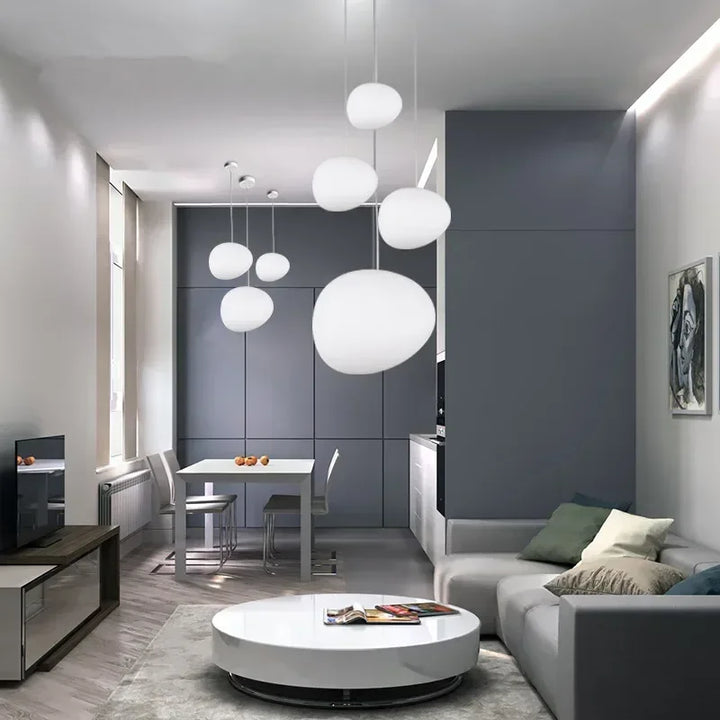Suspension luminaire boule blanche à LED pour intérieur moderne

