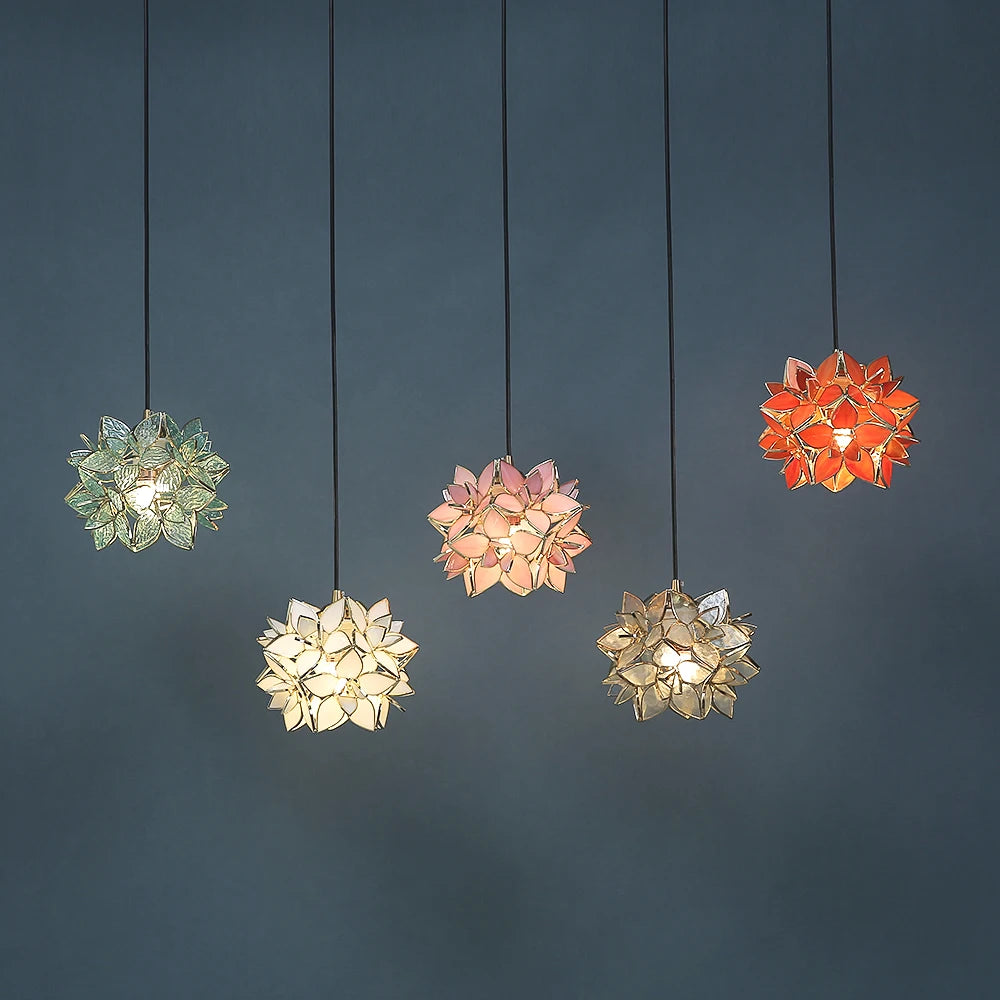 Suspension Luminaire en verre forme de fleur 