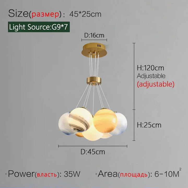 Nordic Round Glass Lamp Ball Postmodern Restaurant Bedroom Living Room Chandeliers Home Decoration Lusters Luminaires