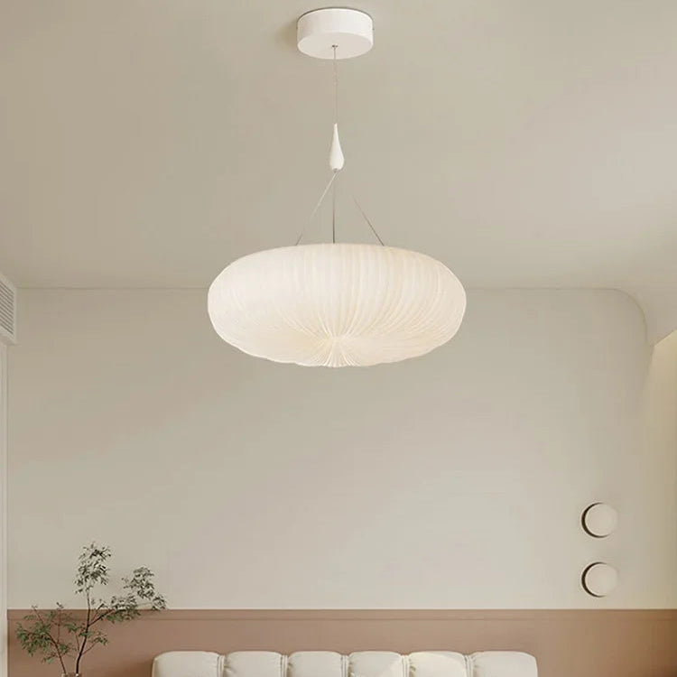 Plafonnier rond plissé blanc style moderne pour chambre ou salon