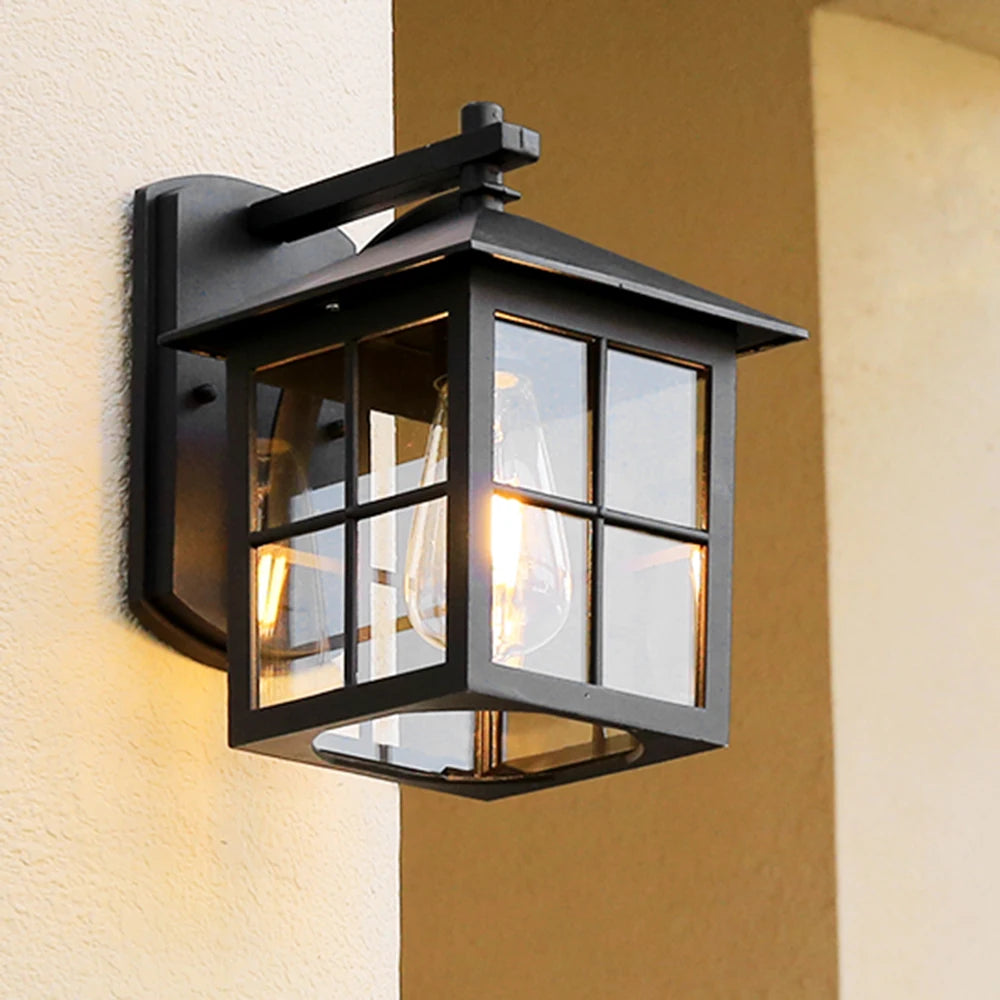 Lanterne Extérieure Vintage En Aluminium Et Verre Noir


