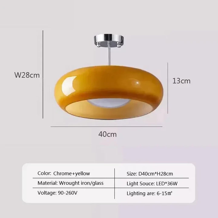 Retro ceiling light Bedroom Dining Room Antique Orange glass light France Style Medieval dining room Bauhaus yellow