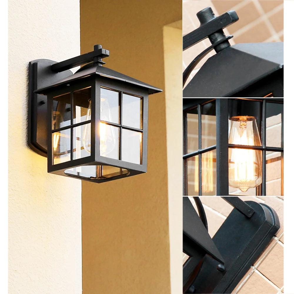 Lanterne Extérieure Vintage En Aluminium Et Verre Noir

