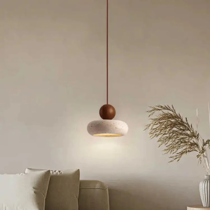 Suspension moderne béton et bois forme donut style scandinave chic