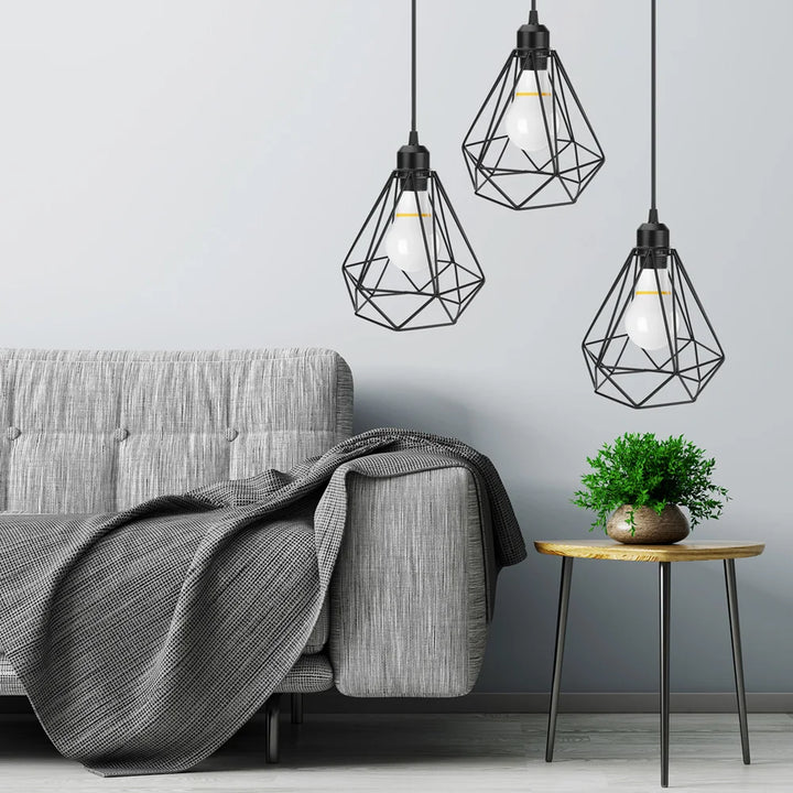 Suspension luminaire géométrique au design minimaliste noir

