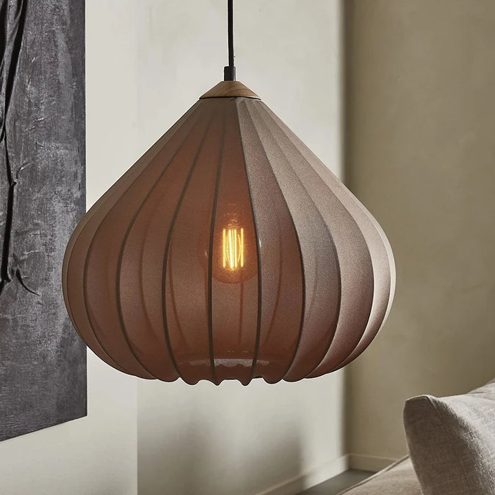Suspension luminaire figue légère de couleur blanc ou marron

