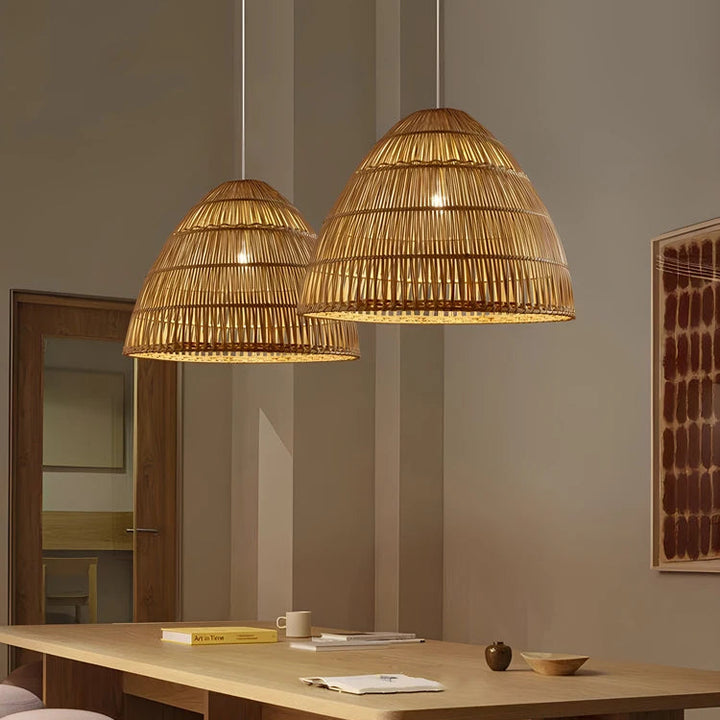 Suspension en bambou tressé design naturel bohème