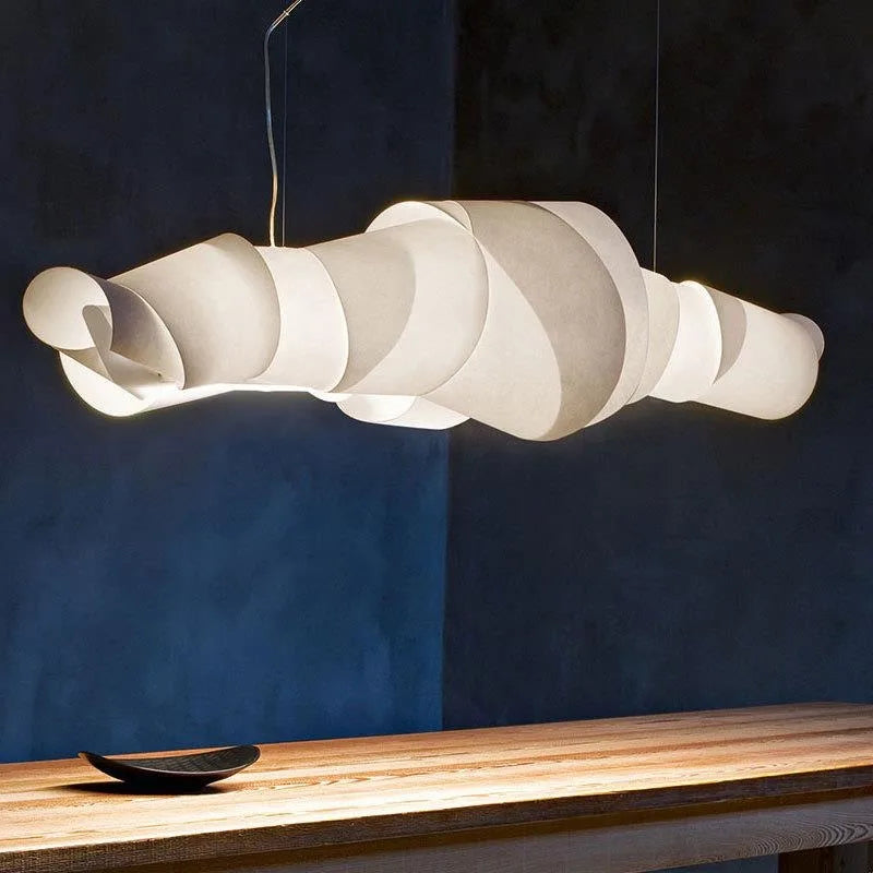Suspension blanche forme organique sculpturale design moderne

