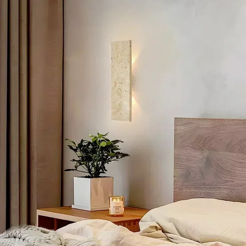 Applique murale en pierre beige d'intérieur comme d'extérieur

