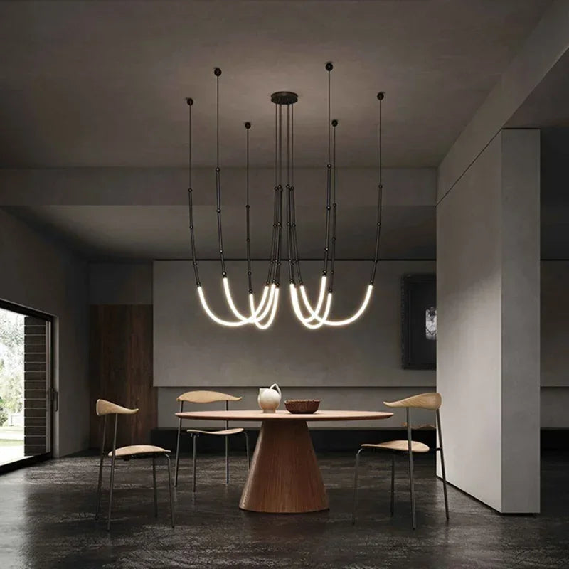 Suspension LED Moderne Dorée En U Pour Salle À Manger Stylé