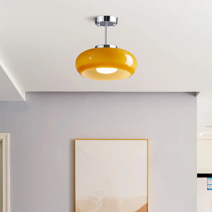 Retro ceiling light Bedroom Dining Room Antique Orange glass light France Style Medieval dining room Bauhaus yellow