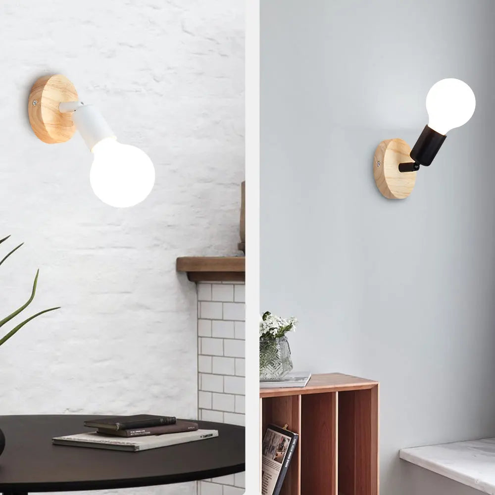 Petit applique murale scandinave à support en bois

