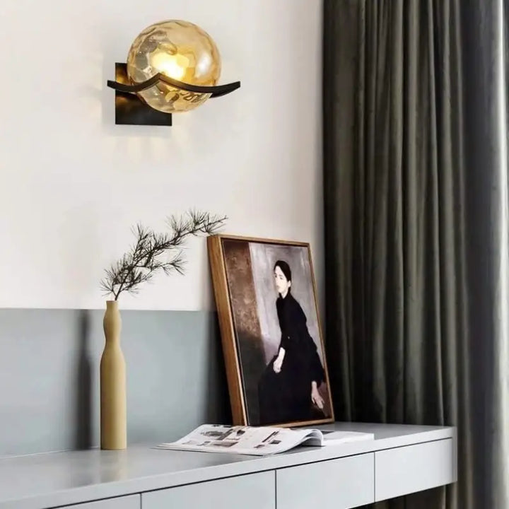 Applique Boule Verre Contemporaine Noir Ou Blanc