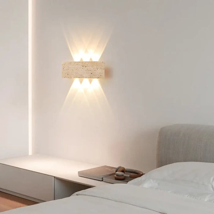 Applique d’extérieur moderne en pierre naturelle beige élégante