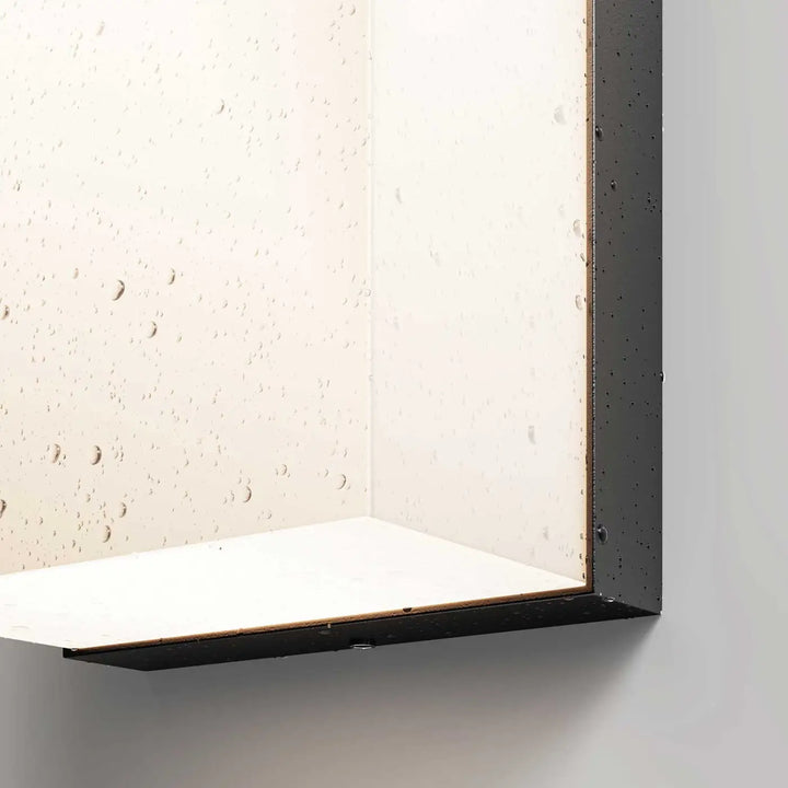 Applique extérieure badd en aluminium graphite avec cadre noir et panneaux en verre dépoli à rivets visibles monté au mur